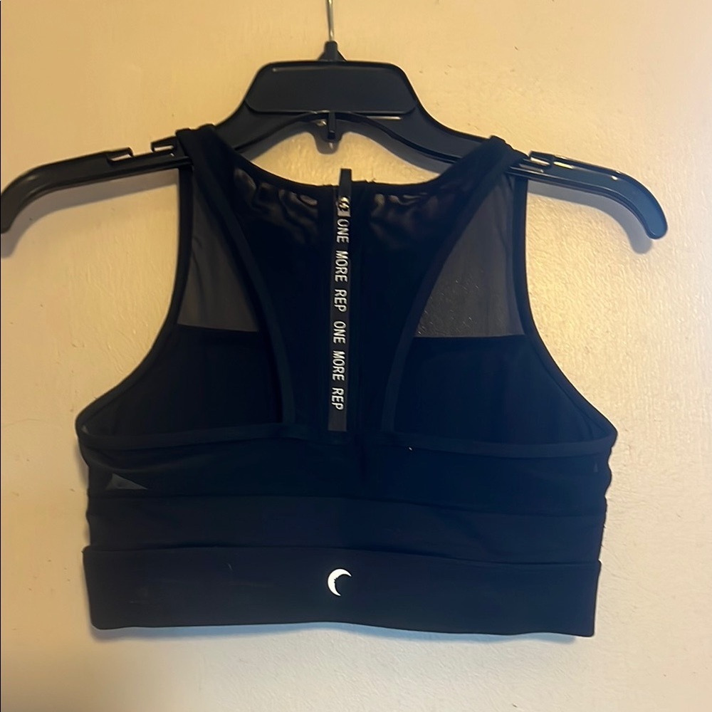 ZYIA Black Racerback Sports Bra with Sheer Mesh Size Medium
